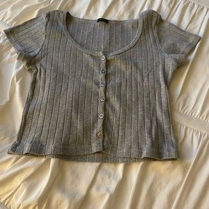 brandy melville grey button up top